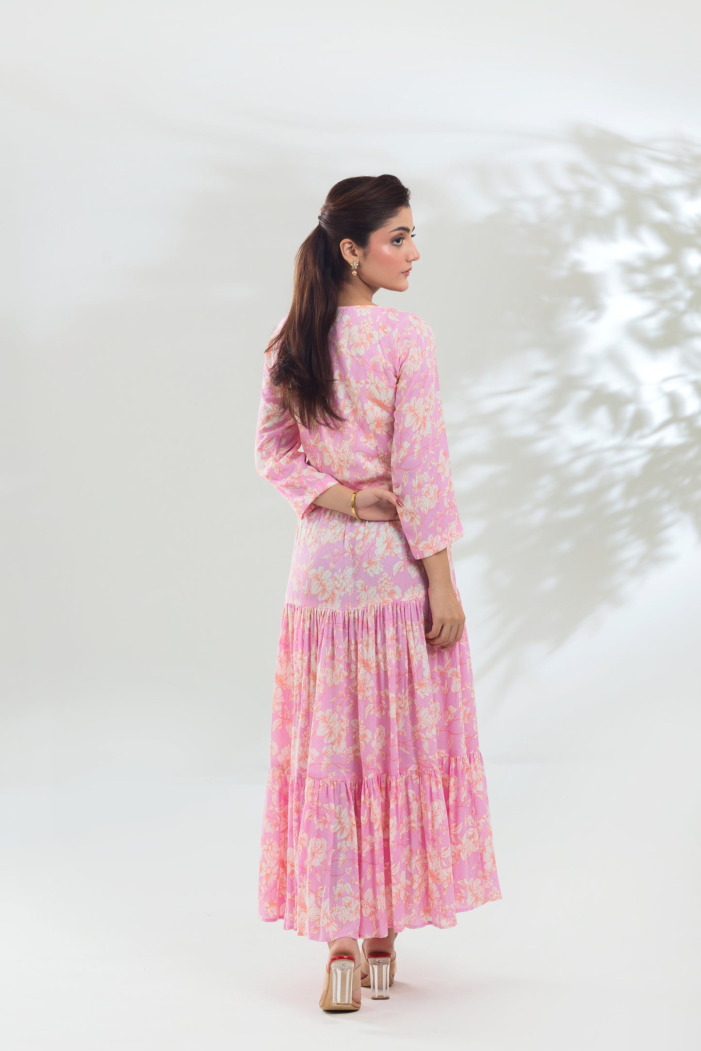 True Pink Floral Skirt Set