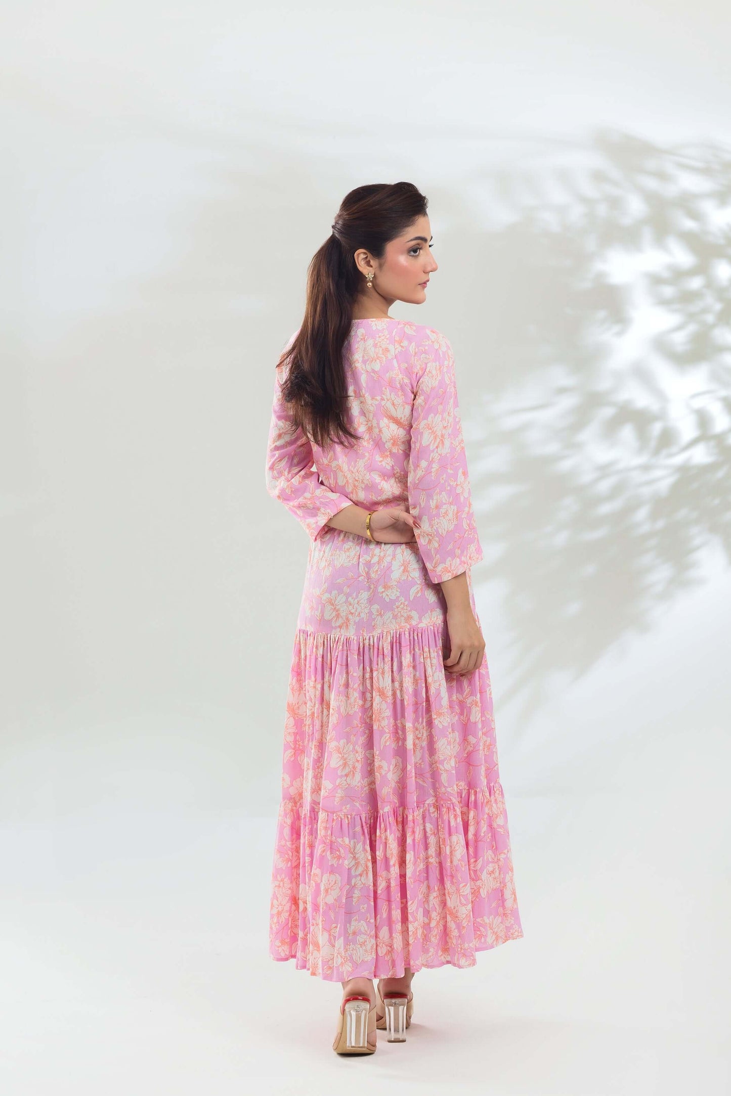 True Pink Floral Skirt Set