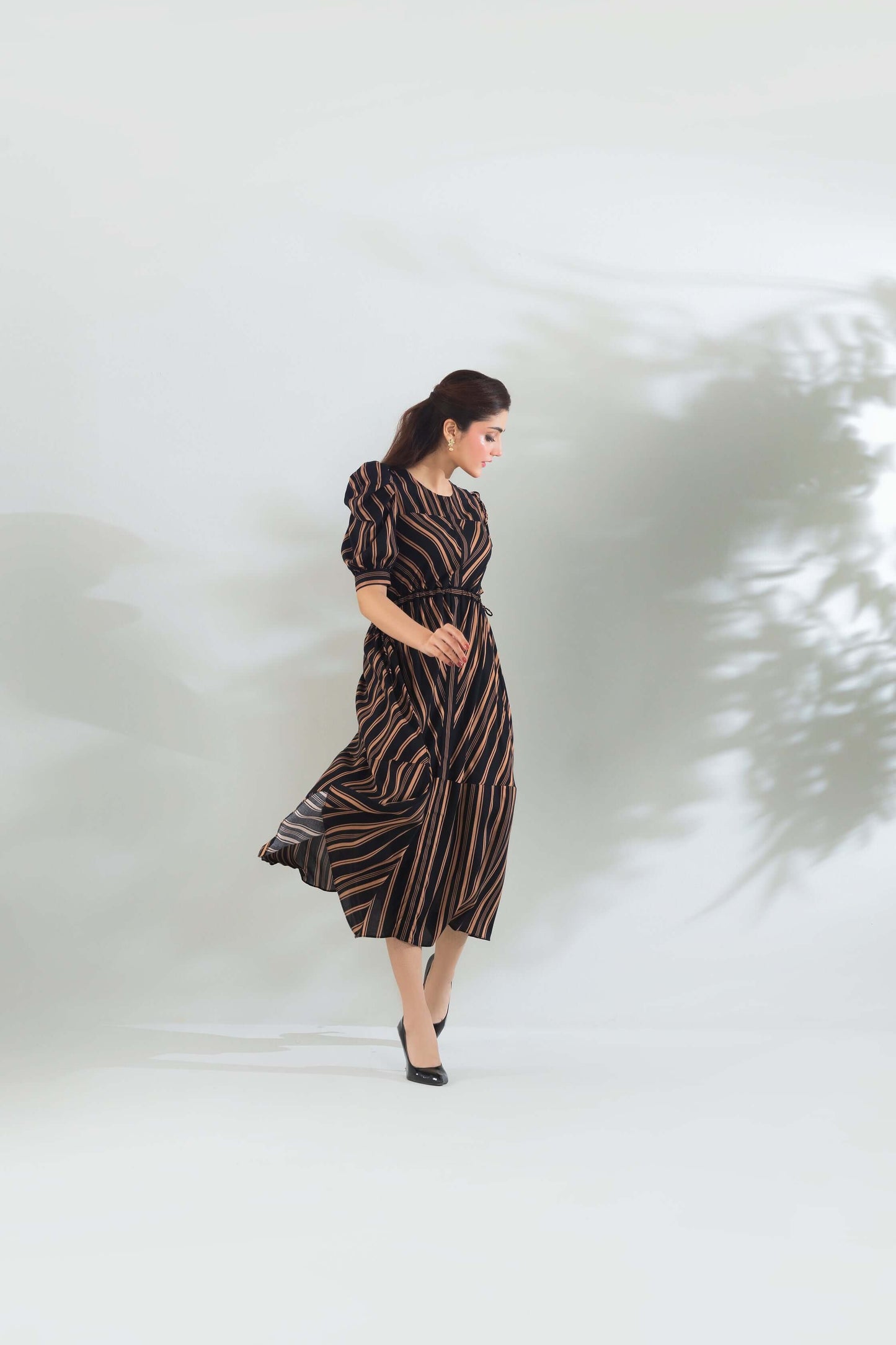 Black Stripes Long Dress
