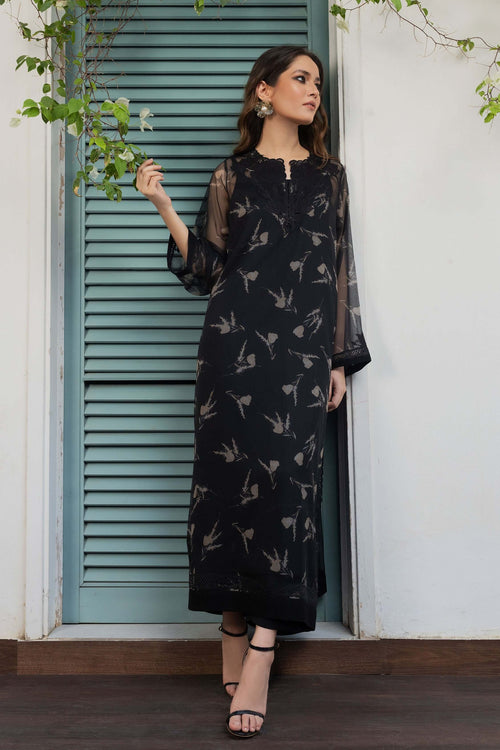 Black Embroidered Long Dress