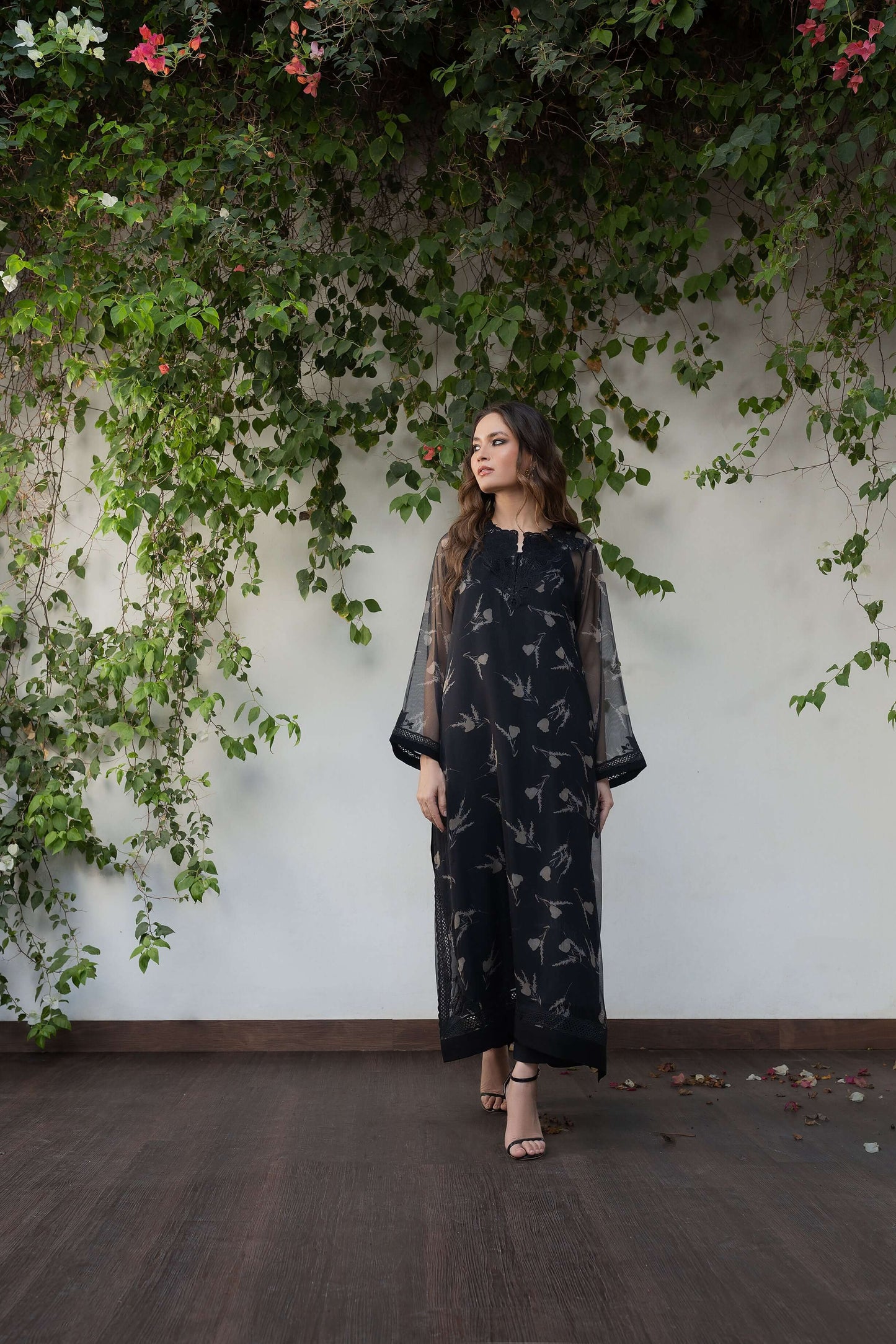 Black Embroidered Long Dress