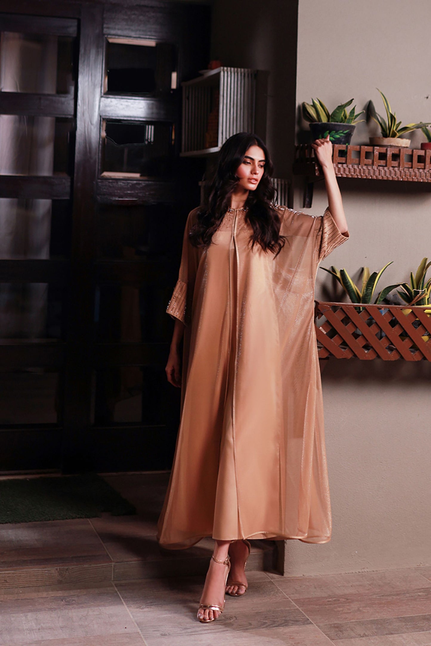 Rose Gold Hand-Embroidered Shrug Set