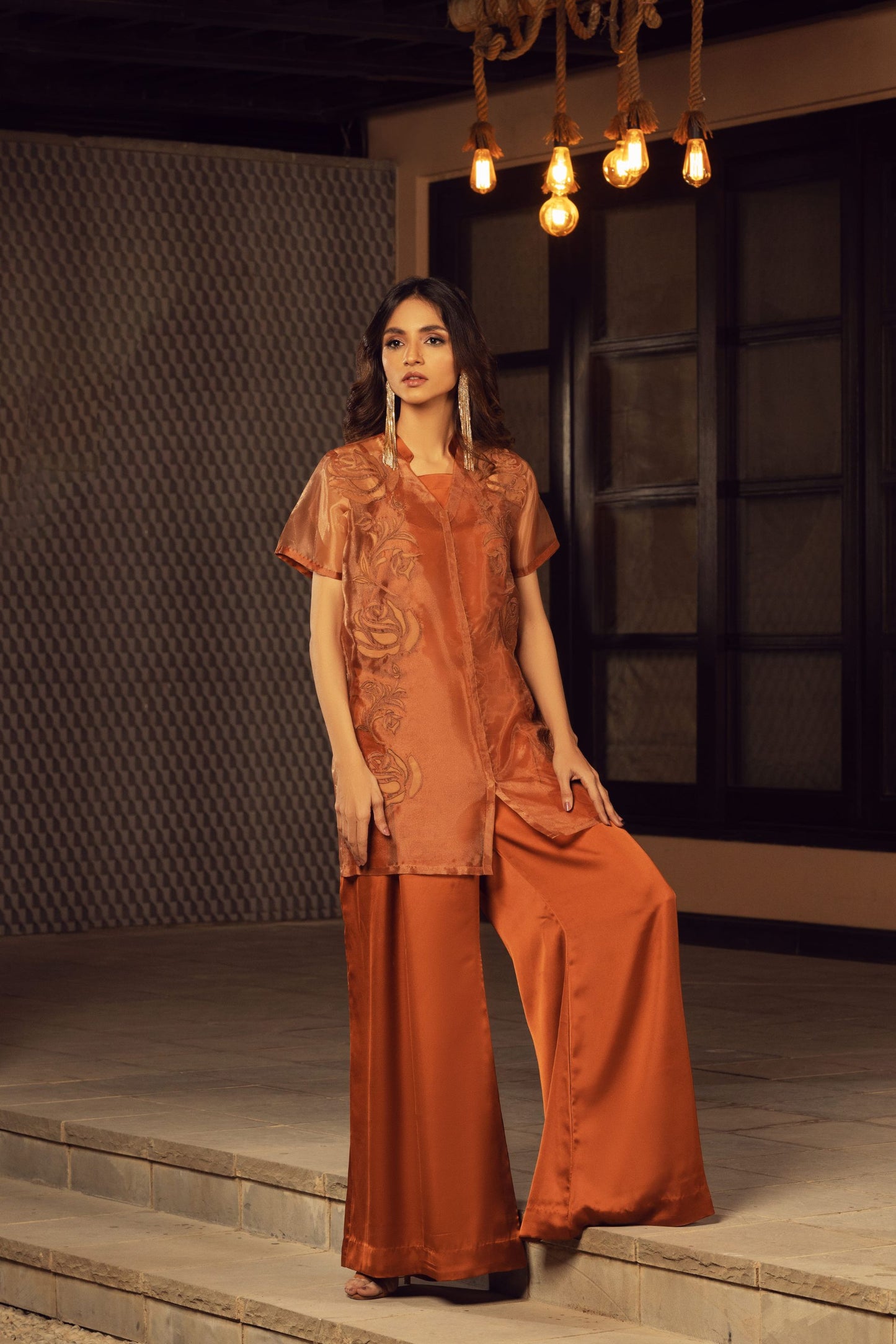 Terracotta Color Patchwork Dress