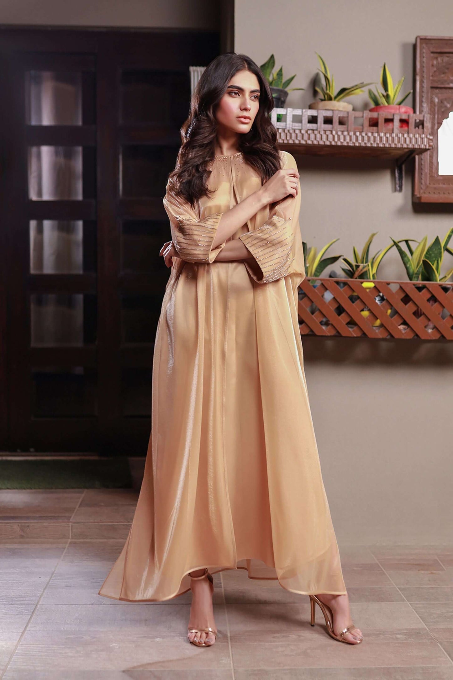 Rose Gold Hand-Embroidered Shrug Set