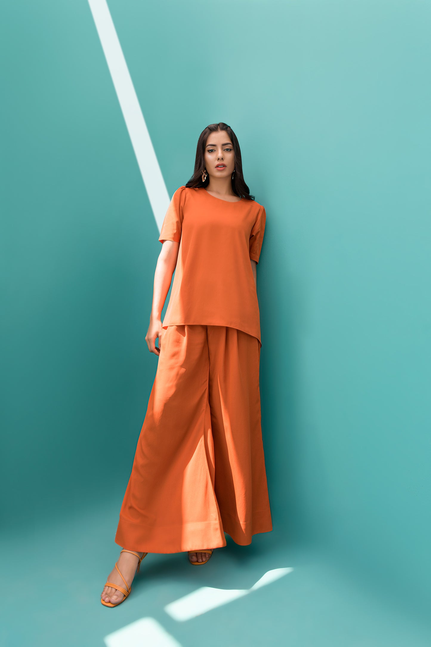 Orange Flowy Co-ord Set for Women