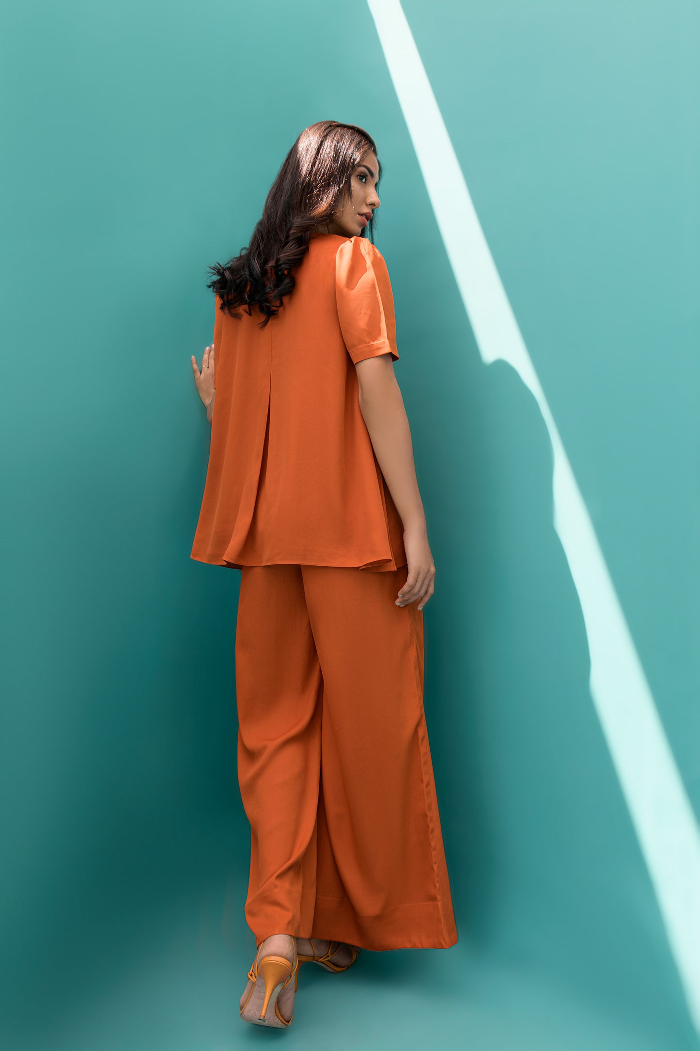 Orange Flowy Co-ord Set for Women