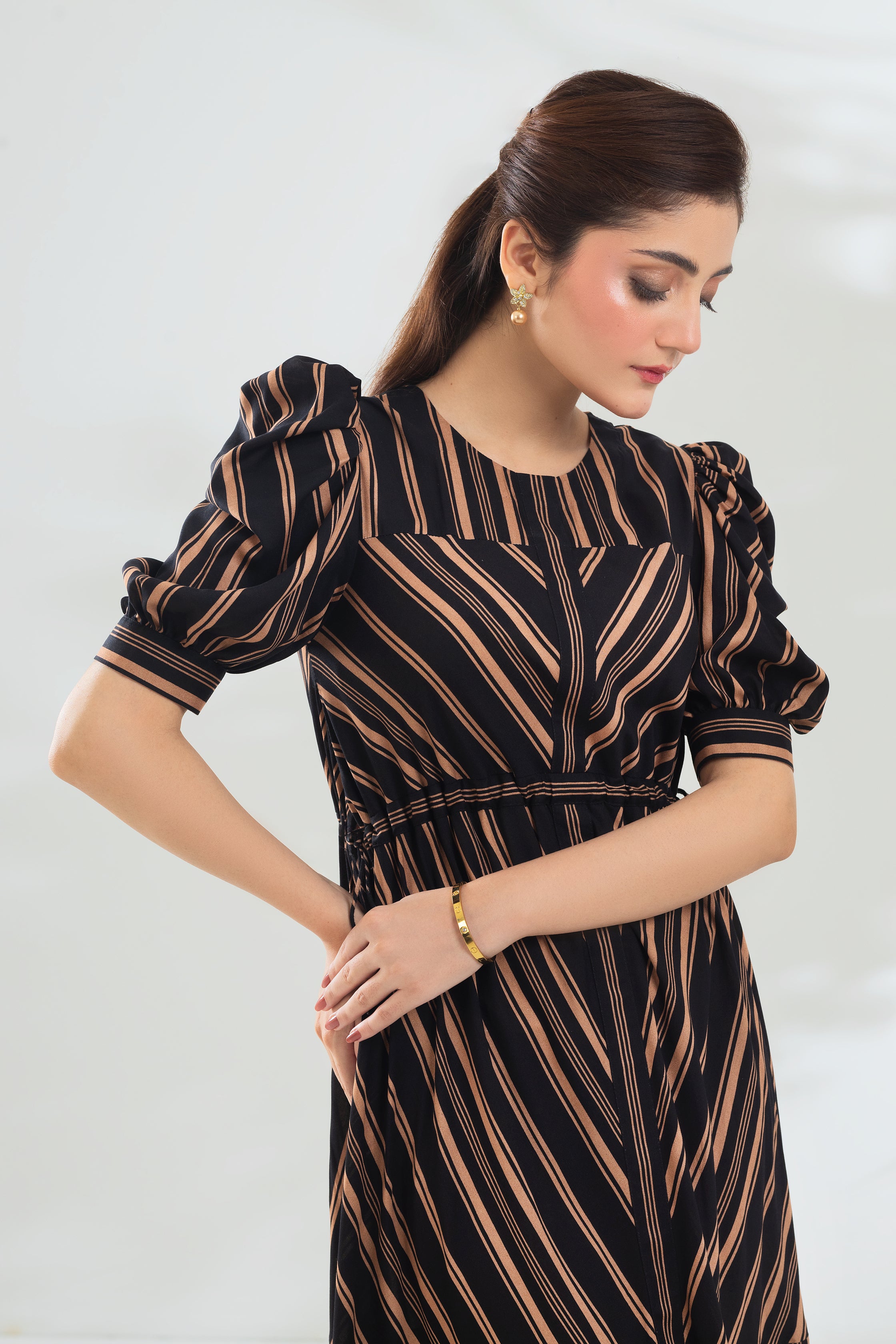 Black Stripes Long Dress XS