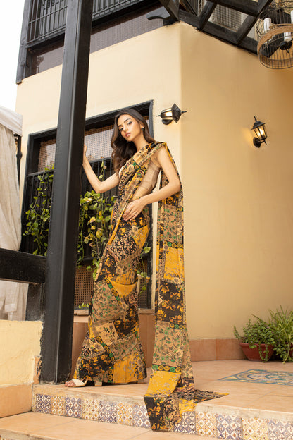 Mustard Printed Saree