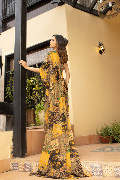 Mustard Printed Saree