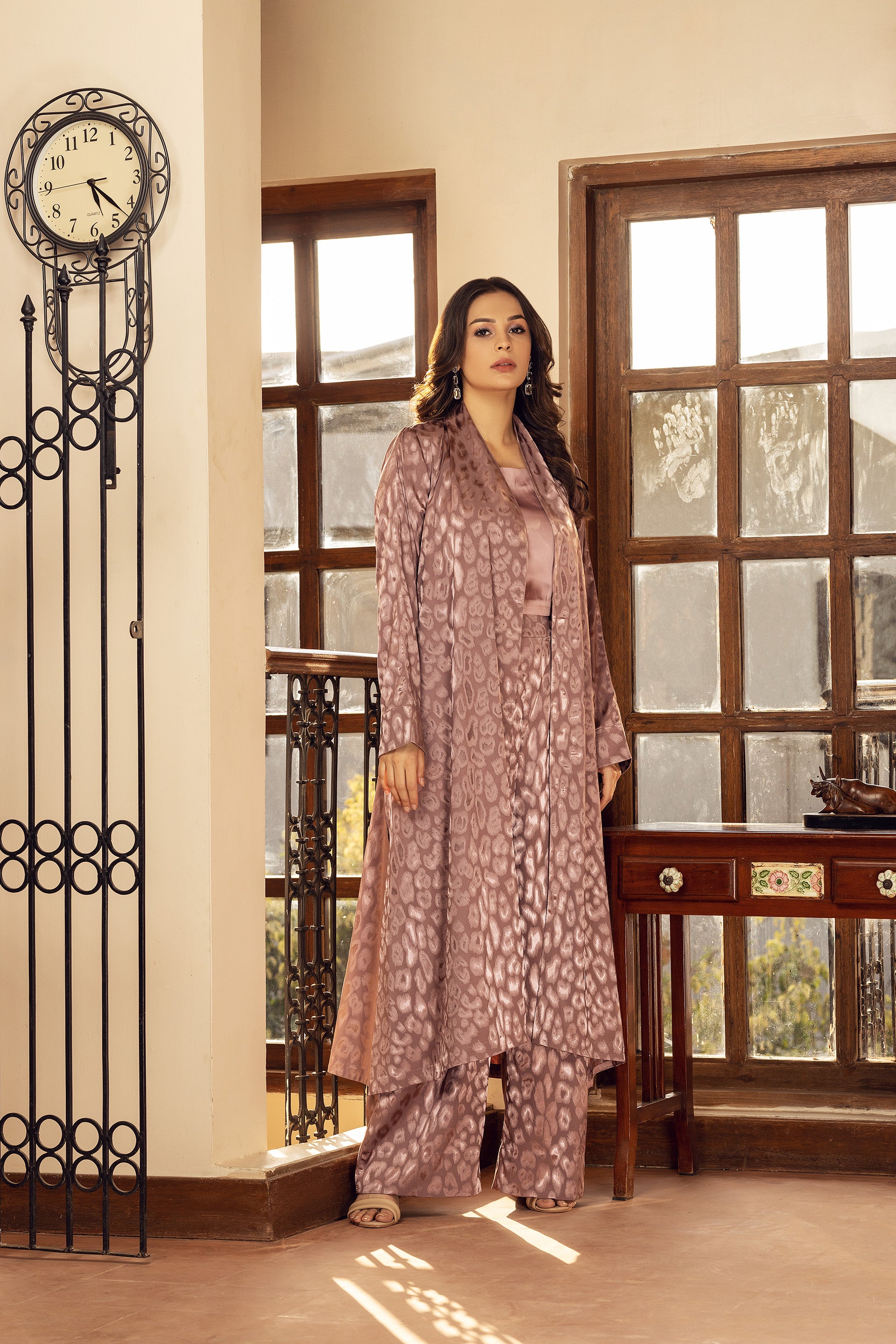Maroon Georgette Embroidered and Mirror Work Chudidar Suit Set with Shrug  at Soch
