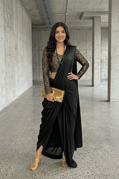 Noir Aura Saree Drape Set