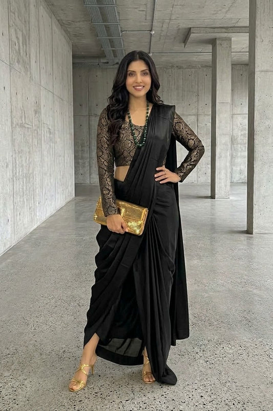 Noir Aura Saree Drape Set