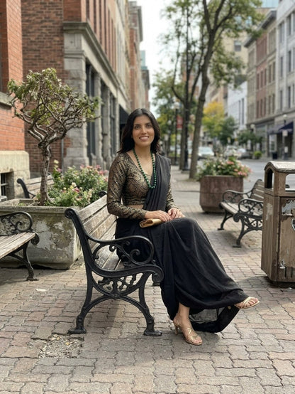 Noir Aura Saree Drape Set