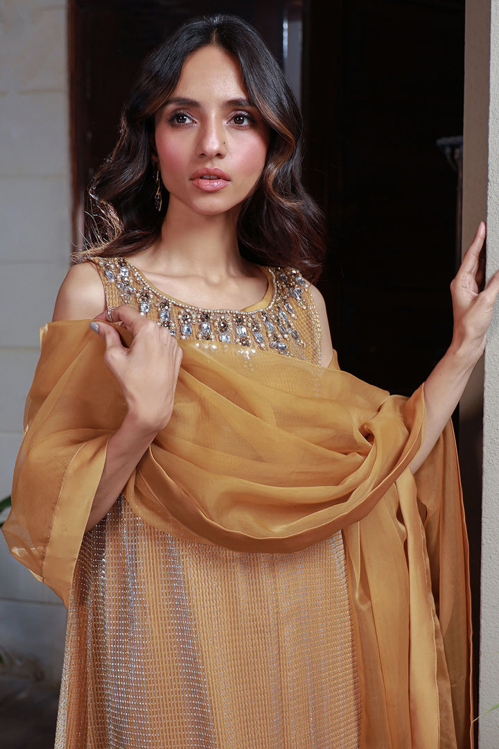 Sparkling Gold Hand-Embroidered Ensemble