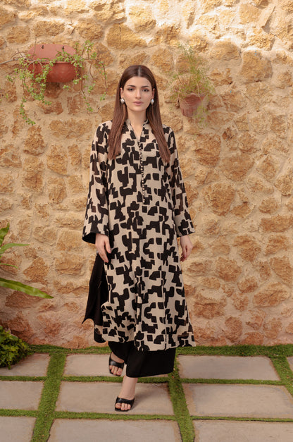 Monochrome Mirage Long Shirt and Trousers