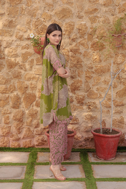 Moss Green Printed Ensemble