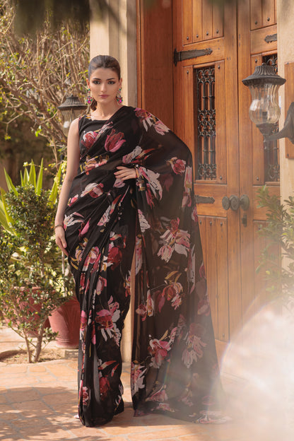 Flora Noir Saree