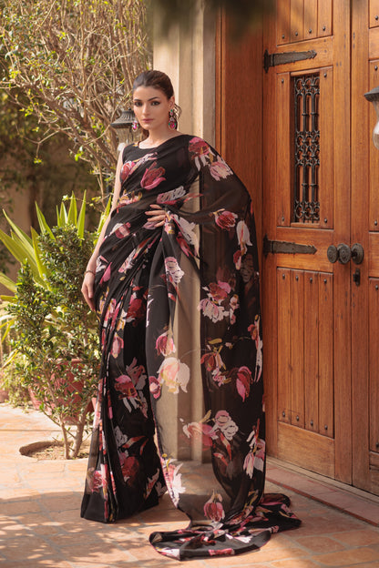 Flora Noir Saree