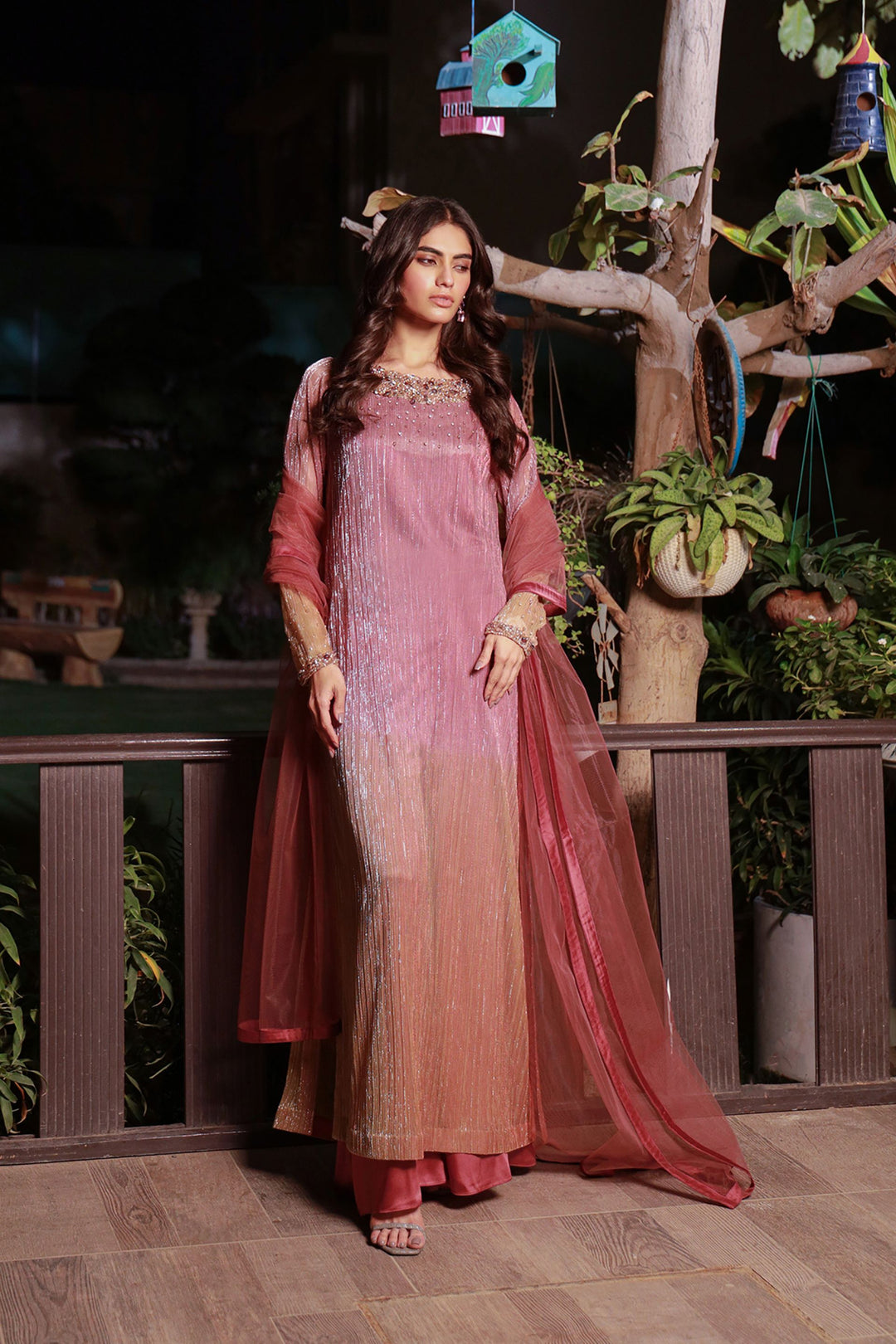 Rose Pink Hand Embroidered Ensemble