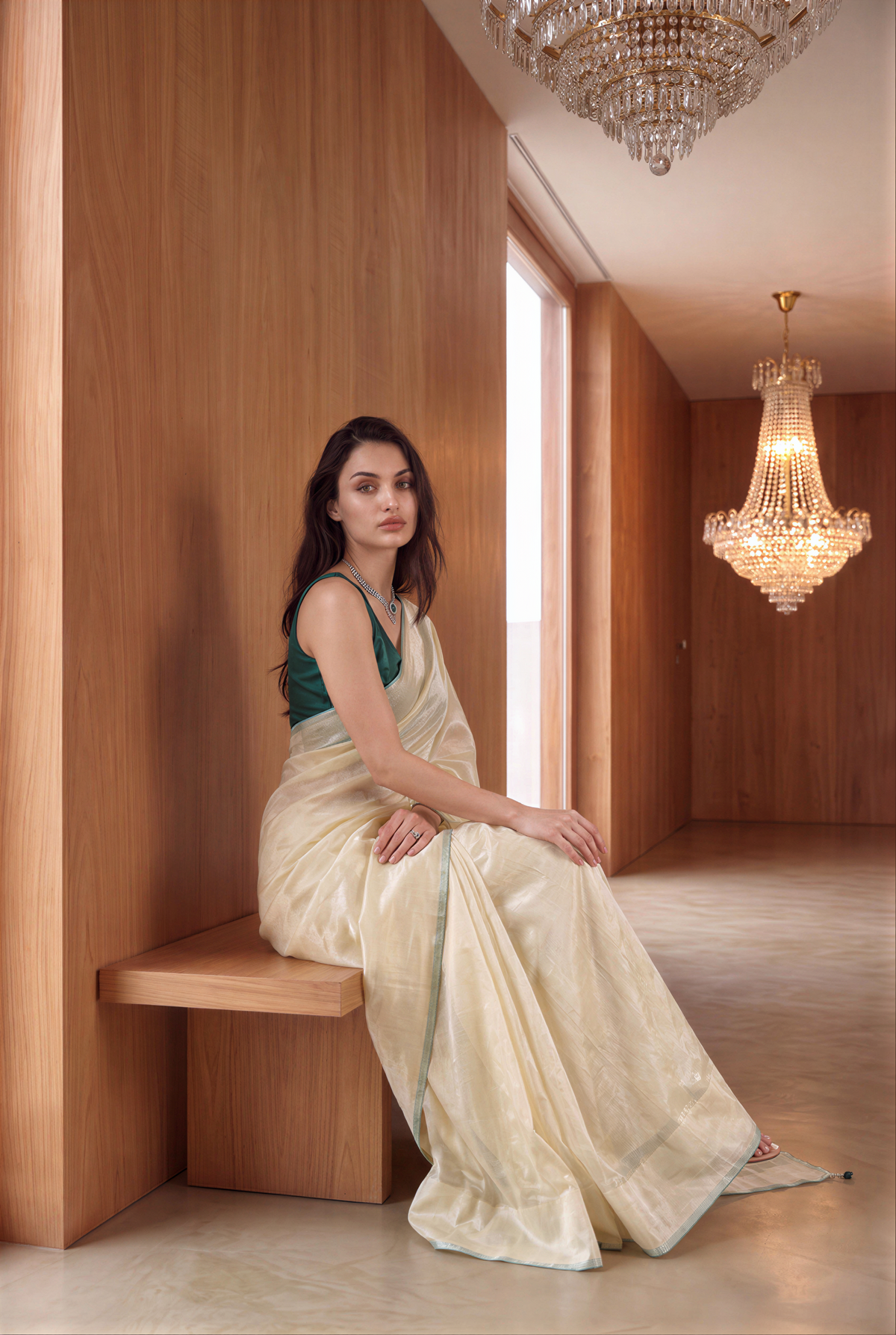Butter Cream Saree