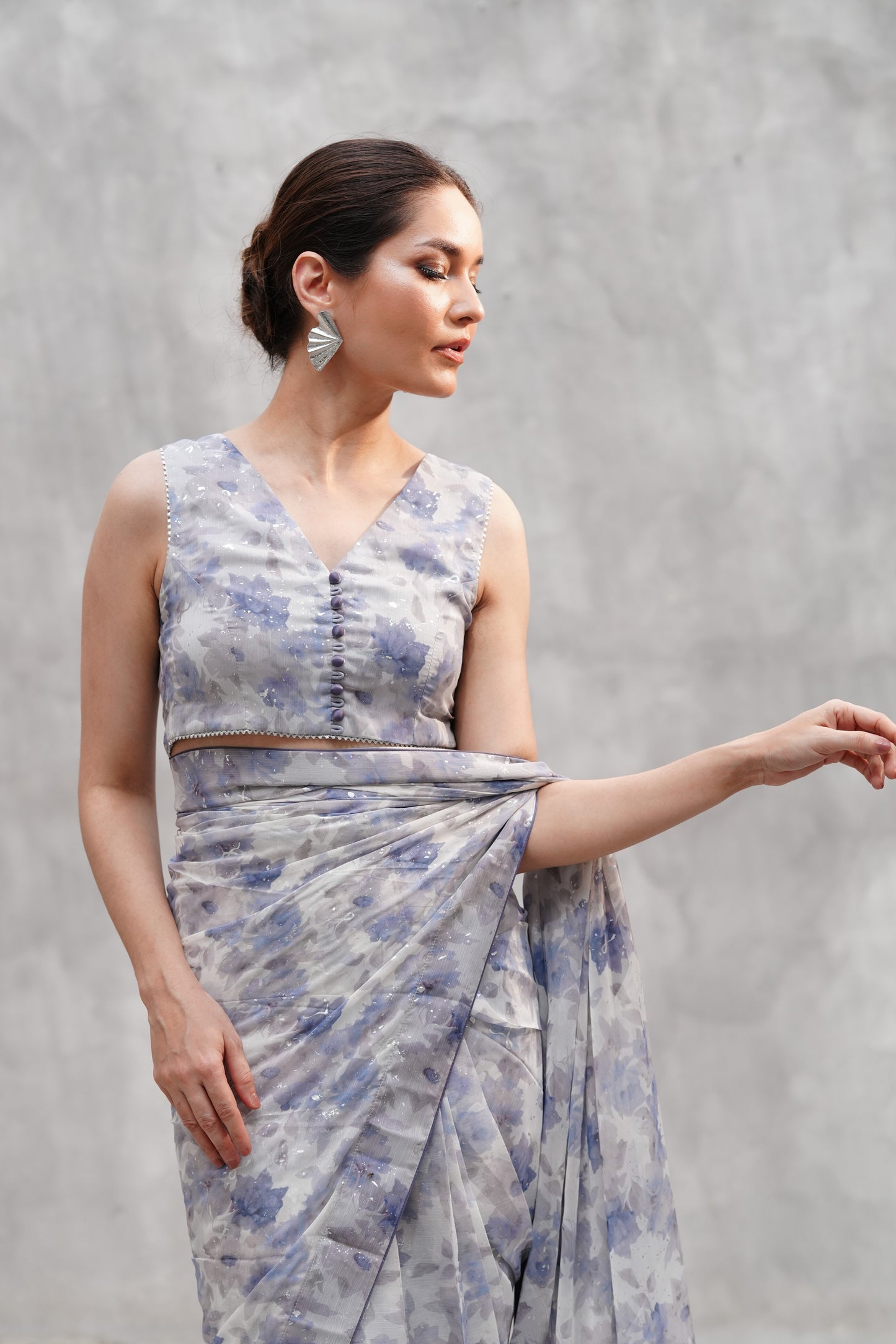 Silver Bloom Saree