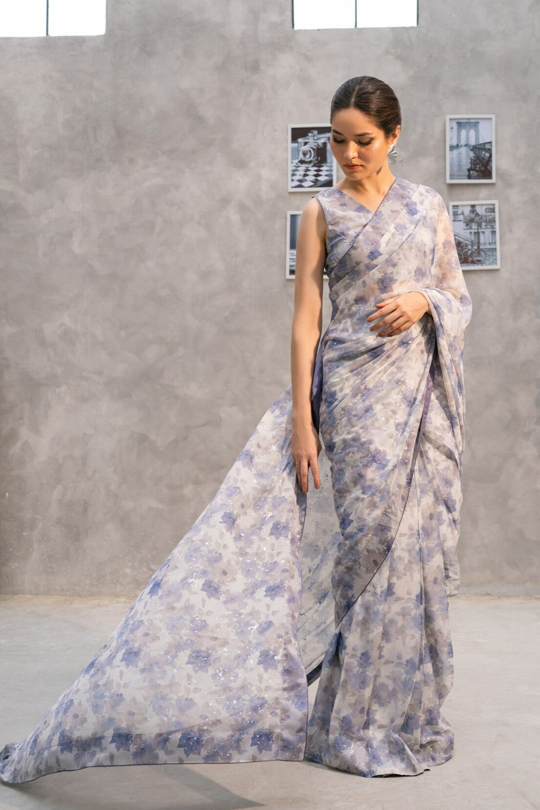 Silver Bloom Saree