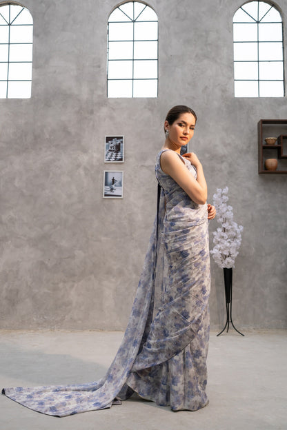 Silver Bloom Saree