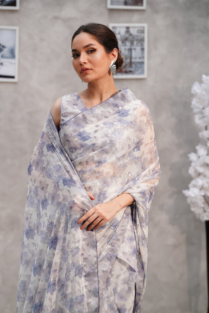 Silver Bloom Saree