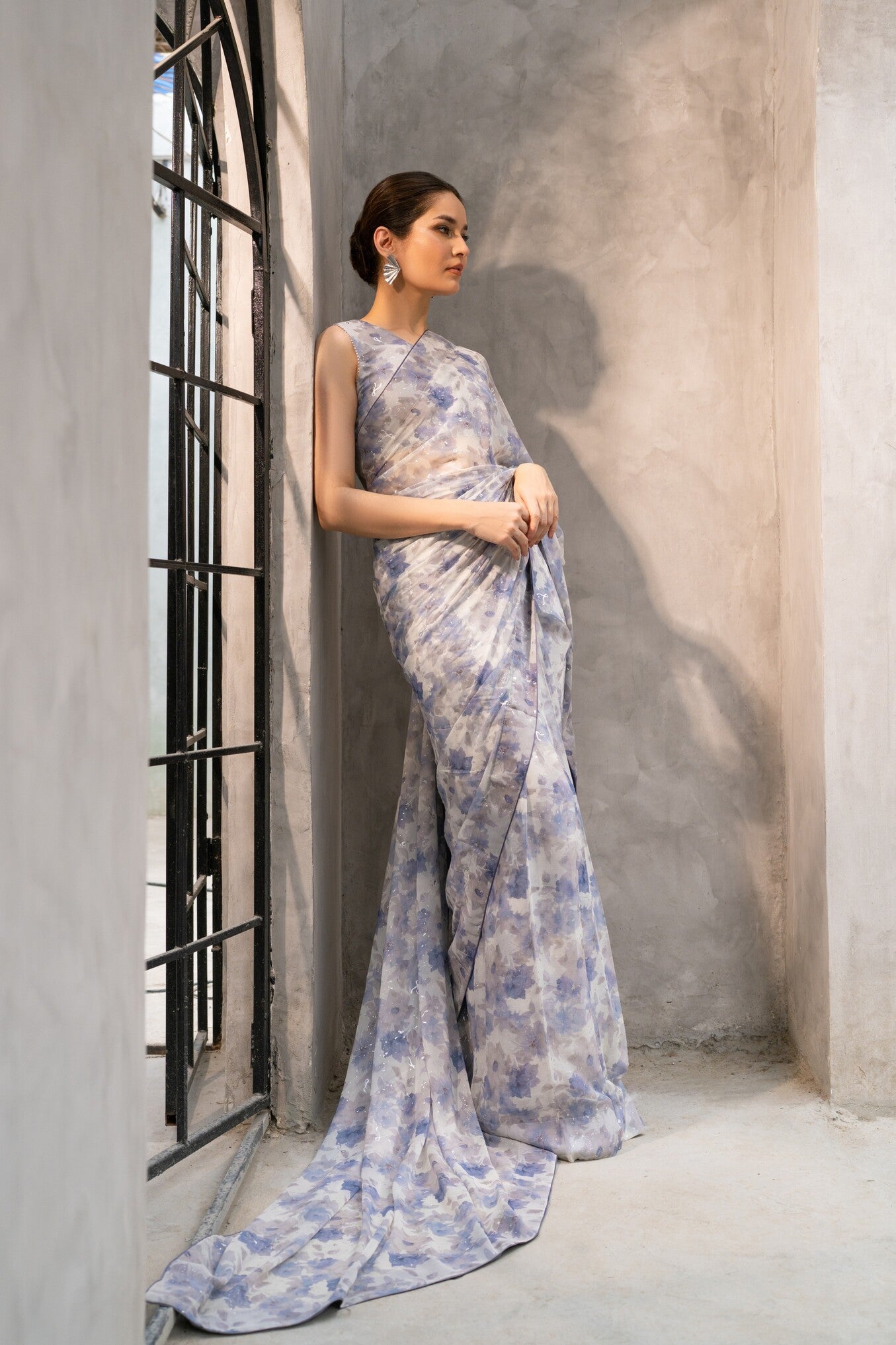 Silver Bloom Saree