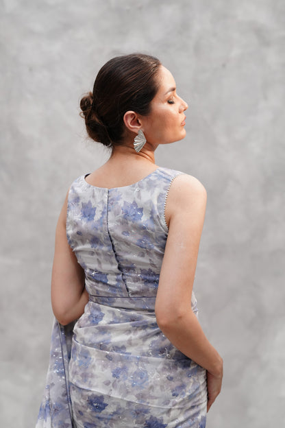 Silver Bloom Saree