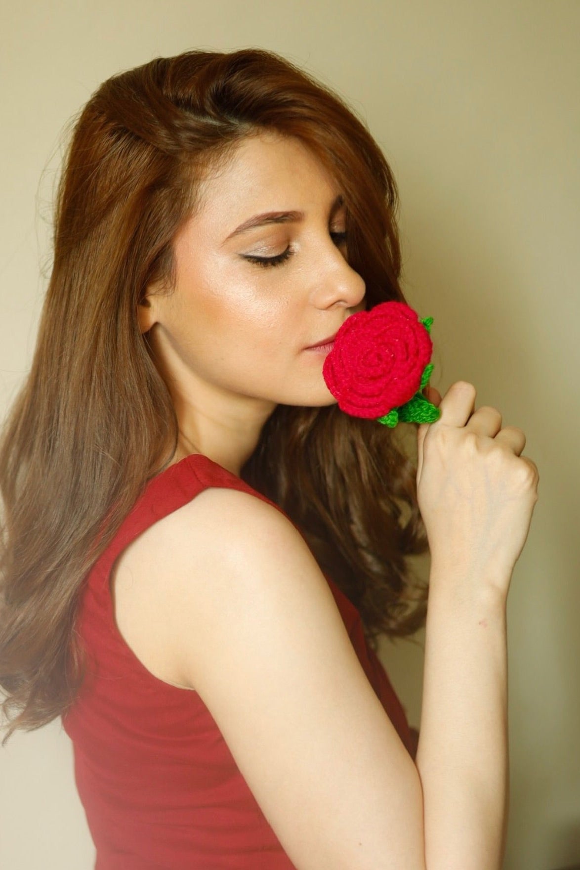 Crimson Rose Chiffon Saree