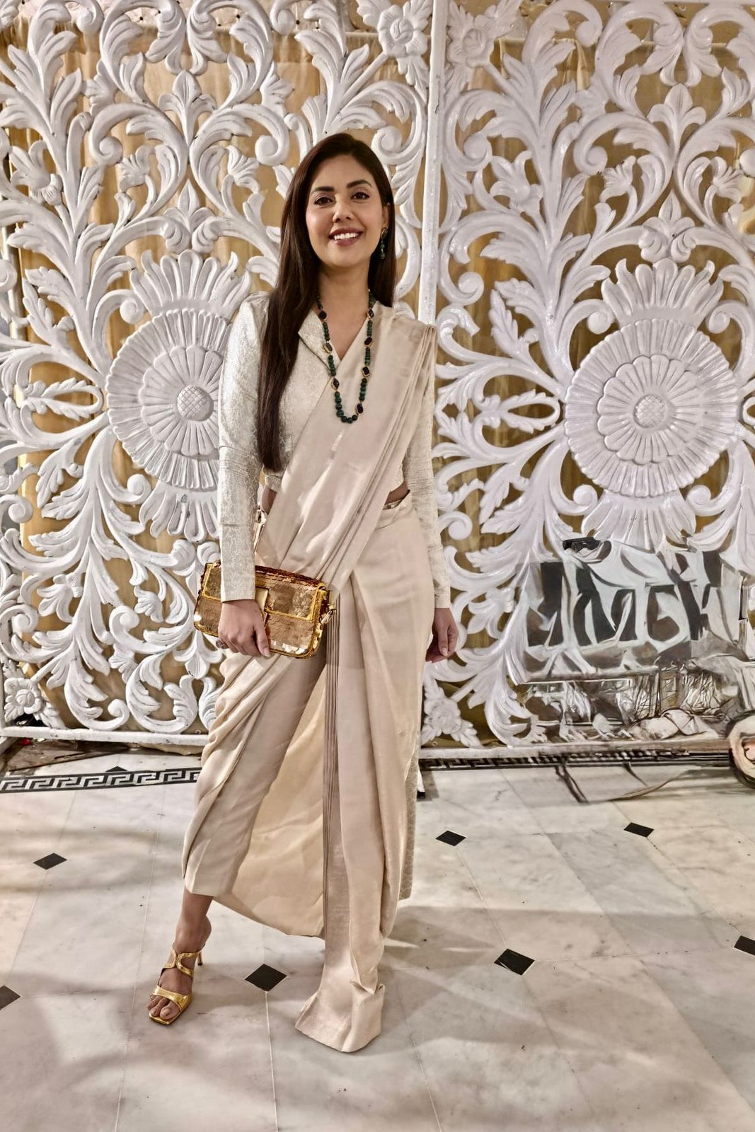 Ivory Aura Saree Drape Set