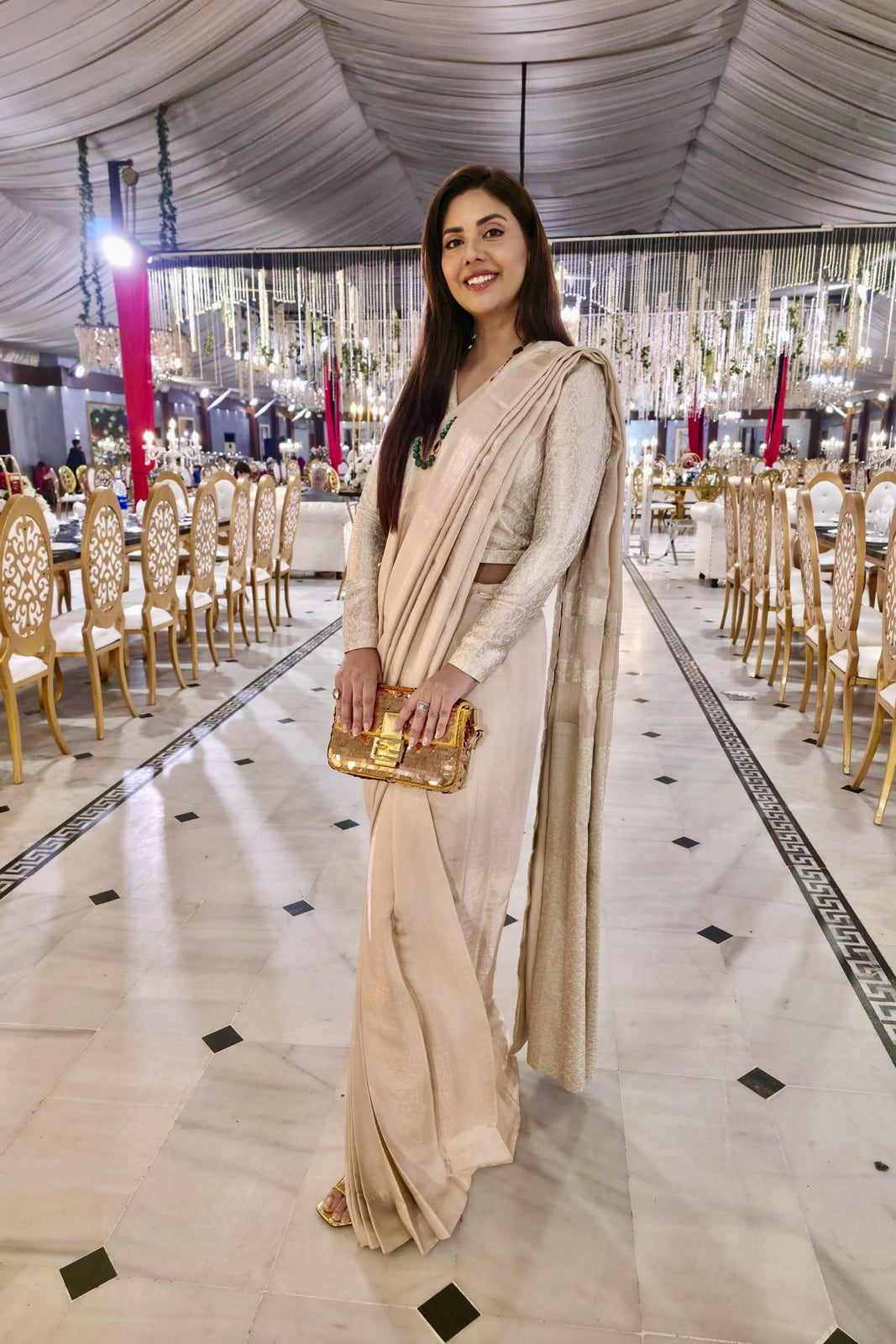 Ivory Aura Saree Drape Set