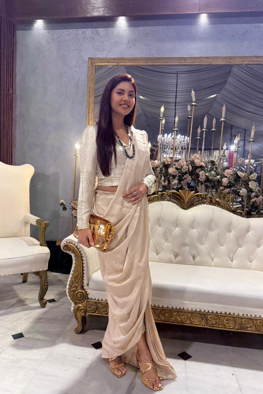 Ivory Aura Saree Drape Set