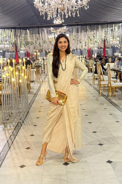 Ivory Aura Saree Drape Set