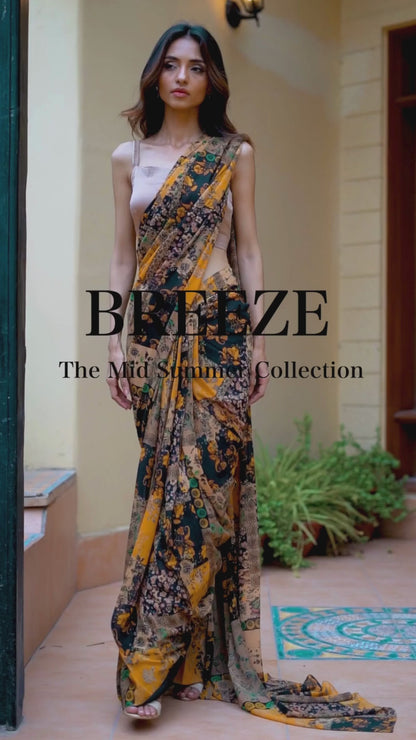 Mustard Printed Saree