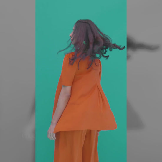 Orange Flowy Co-ord Set for Women